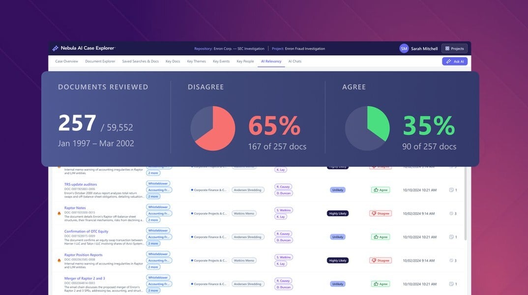 Nebula AI Case Explorer interface